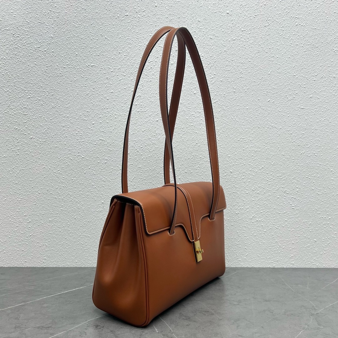 Celine Medium Soft 16 Smooth Calfskin Handbag Shoulder Bag Tan 195543